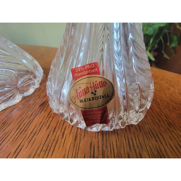 VTG Pair Anna Hutte Bleikristall Clear 24% Lead Crystal Candlesticks Germany - Picture 2 of 10
